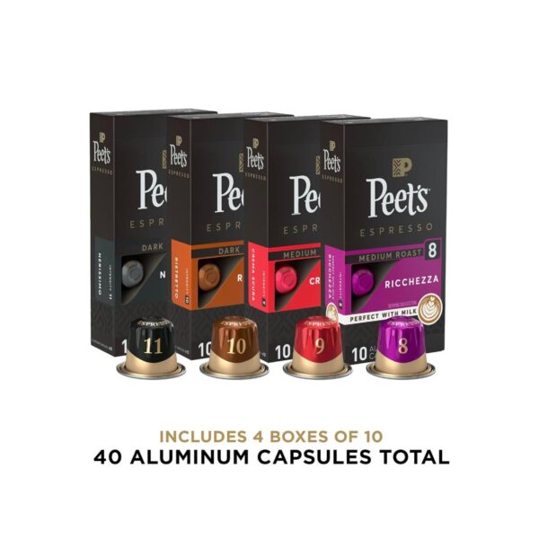 Peet's Coffee, Dark and Medium Roast Espresso Capsules Variety Pack, 40 Count (4 Boxes of 10 Espresso Capsules) - Image 4
