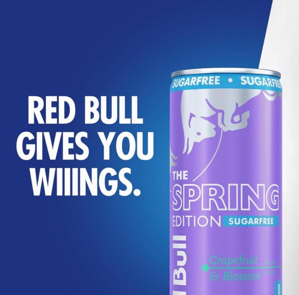Red Bull Spring Edition Sugarfree Energy Drink, Grapefruit, 8.4 fl. oz., Case of 24 cans, with 80mg Caffeine, Taurine & B Vitamins - Image 2
