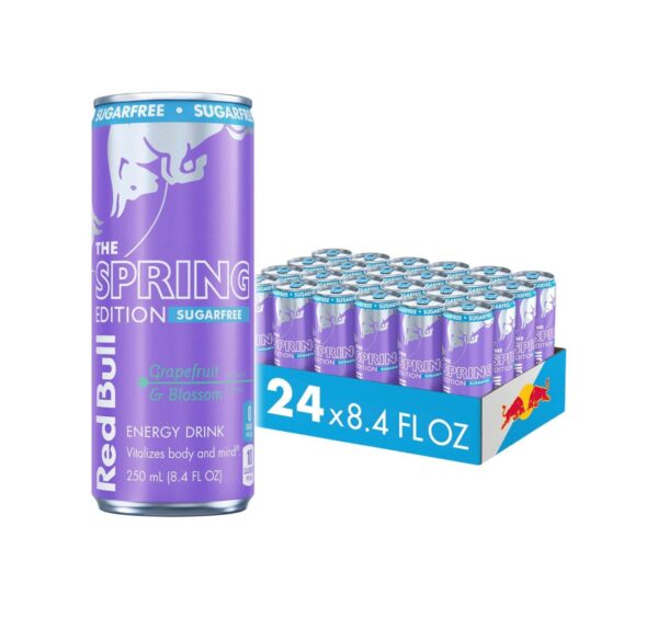 Red Bull Spring Edition Sugarfree Energy Drink, Grapefruit, 8.4 fl. oz., Case of 24 cans, with 80mg Caffeine, Taurine & B Vitamins