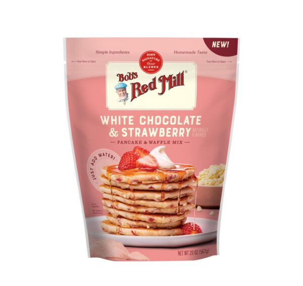 Bob's Red Mill White Chocolate & Strawberry Pancake Mix, 20oz (Pack of 4) - Just Add Water, Makes 32-40 Pancakes per Bag - Image 3