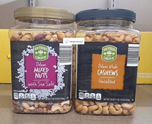 Southern Grove Deluxe Mixed Nuts with Sea Salt and Deluxe Whole Cashews Unsalted (Two Containers)